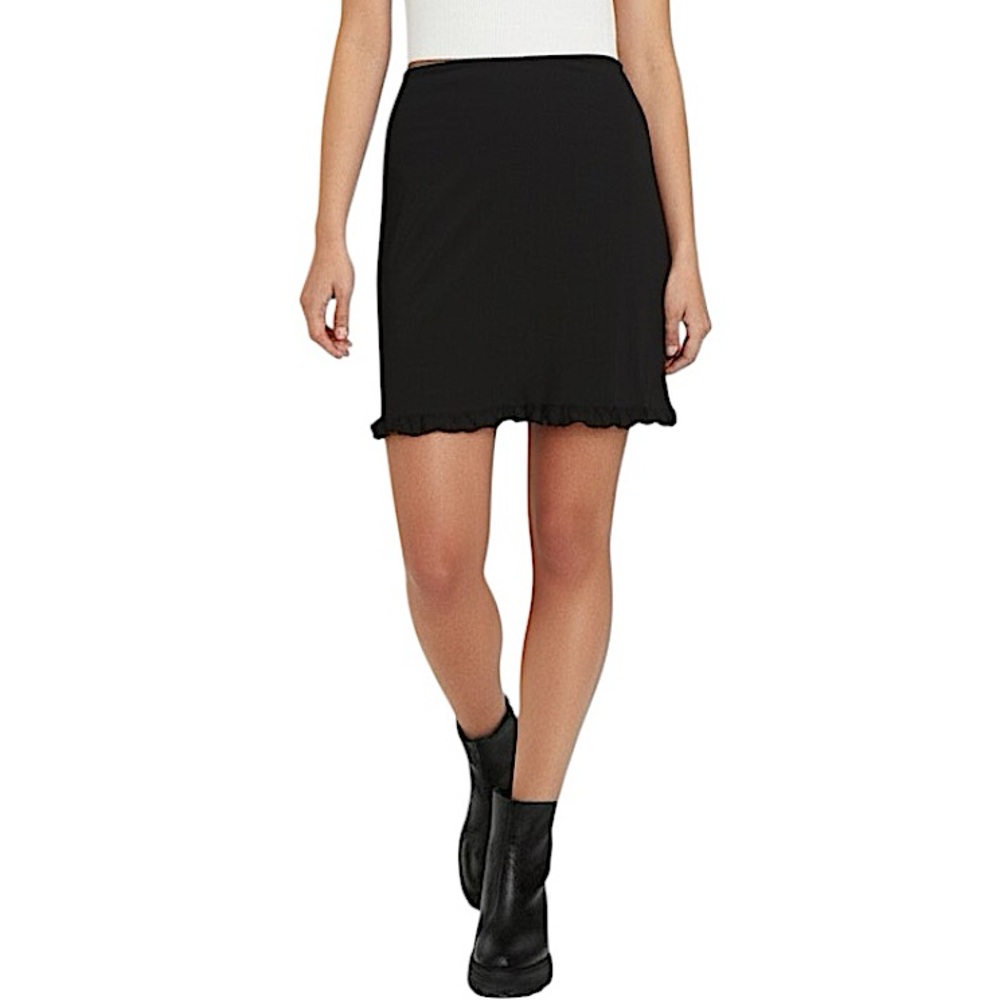 Y2K Max Studio Black Ruffle Hem Mini Skirt XS Cocktail Work Chic Office Preppy